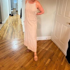 Laura Bianchi Italy 100% Linen Maxi Dress Size M Tan